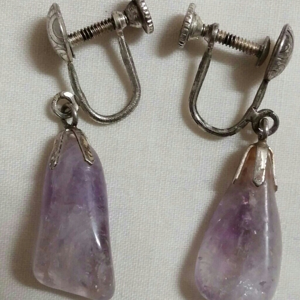 Screw back amethyst earrings